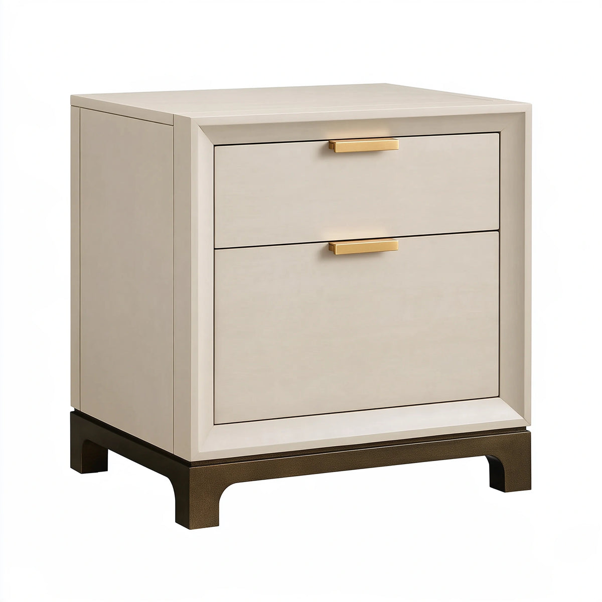 Comodino 60 x 45 x 65 cm in legno beige con 2 cassetti stile moderno