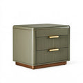 Comodino 60 x 45 x 60 cm in legno rivestito verde oliva con 2 cassetti stile contemporaneo