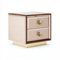 Comodino 50 cm 40 cm 60 cm con due cassetti in vetro specchiato beige stile glamour