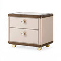 Comodino 50 x 40 x 55 cm in legno beige marrone e oro - 2 cassetti stile glamour