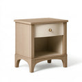 Comodino 45 x 40 x 60 cm in legno beige con cassetto e vano aperto