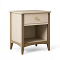Comodino 45 x 40 x 60 cm in legno beige e marrone con cassetto e vano aperto