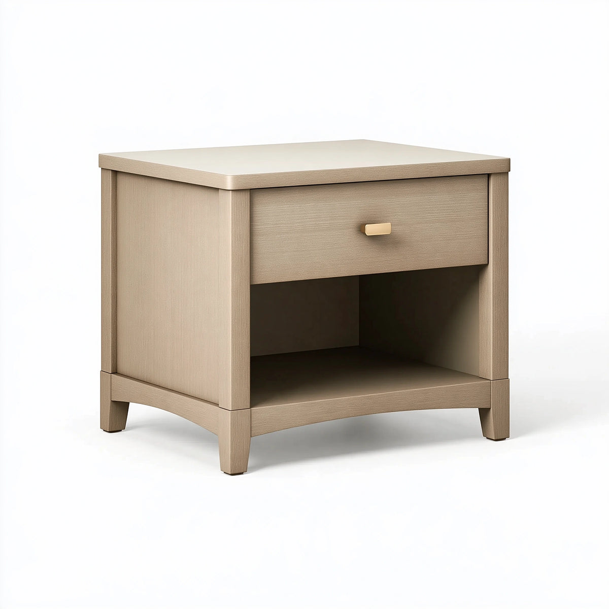 Comodino 50 x 40 x 60 cm in legno beige con cassetto e vano aperto stile moderno