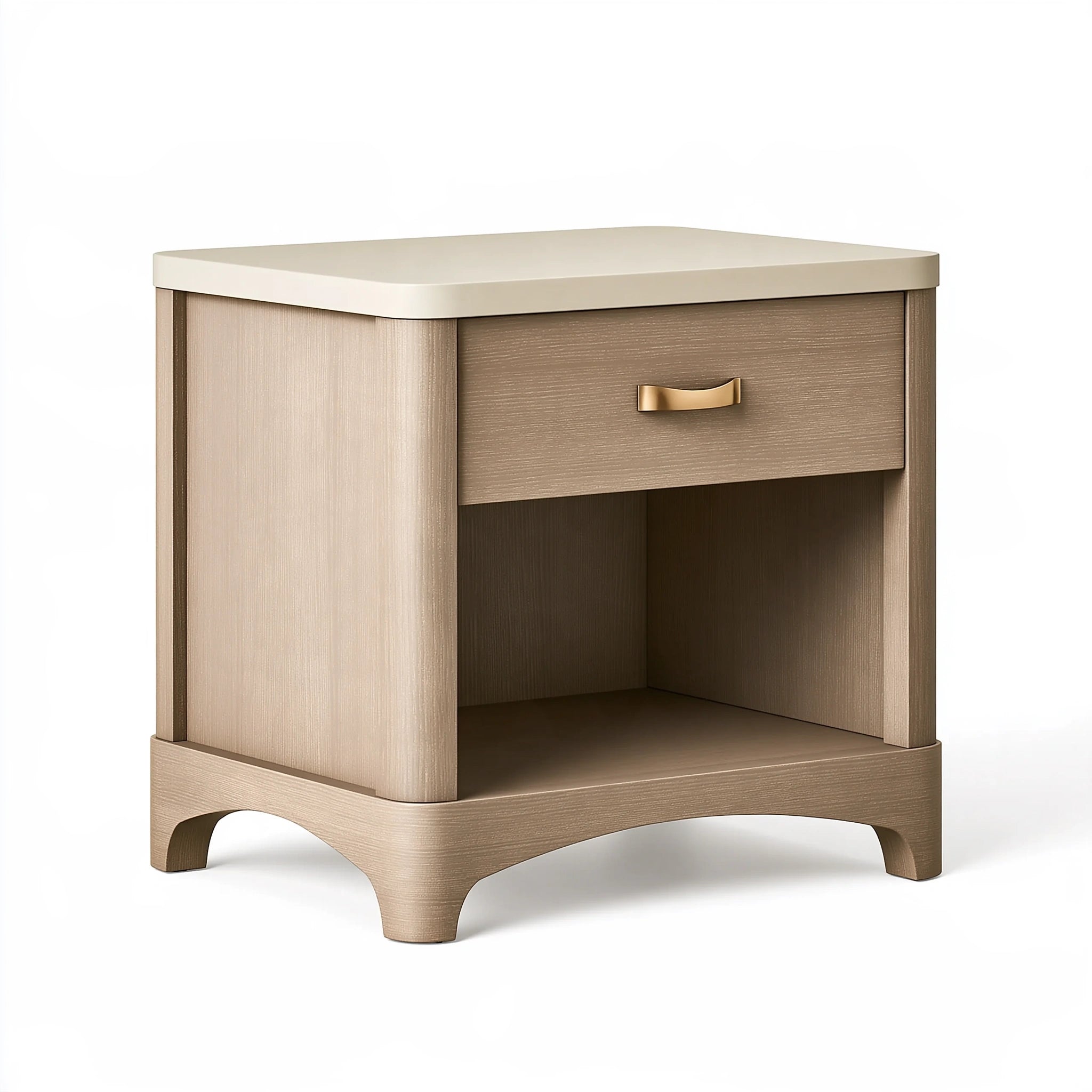 Comodino 50 x 40 x 60 cm in legno beige con cassetto e vano aperto - stile classico