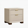 Comodino 60 x 45 x 65 cm in legno beige con due cassetti stile moderno