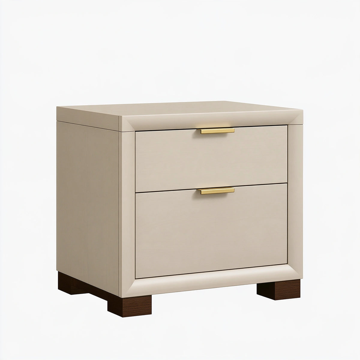 Comodino 60 x 45 x 65 cm in legno beige con due cassetti stile moderno