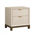 Comodino 50 x 40 x 65 cm in legno beige e marrone con 2 cassetti stile contemporaneo