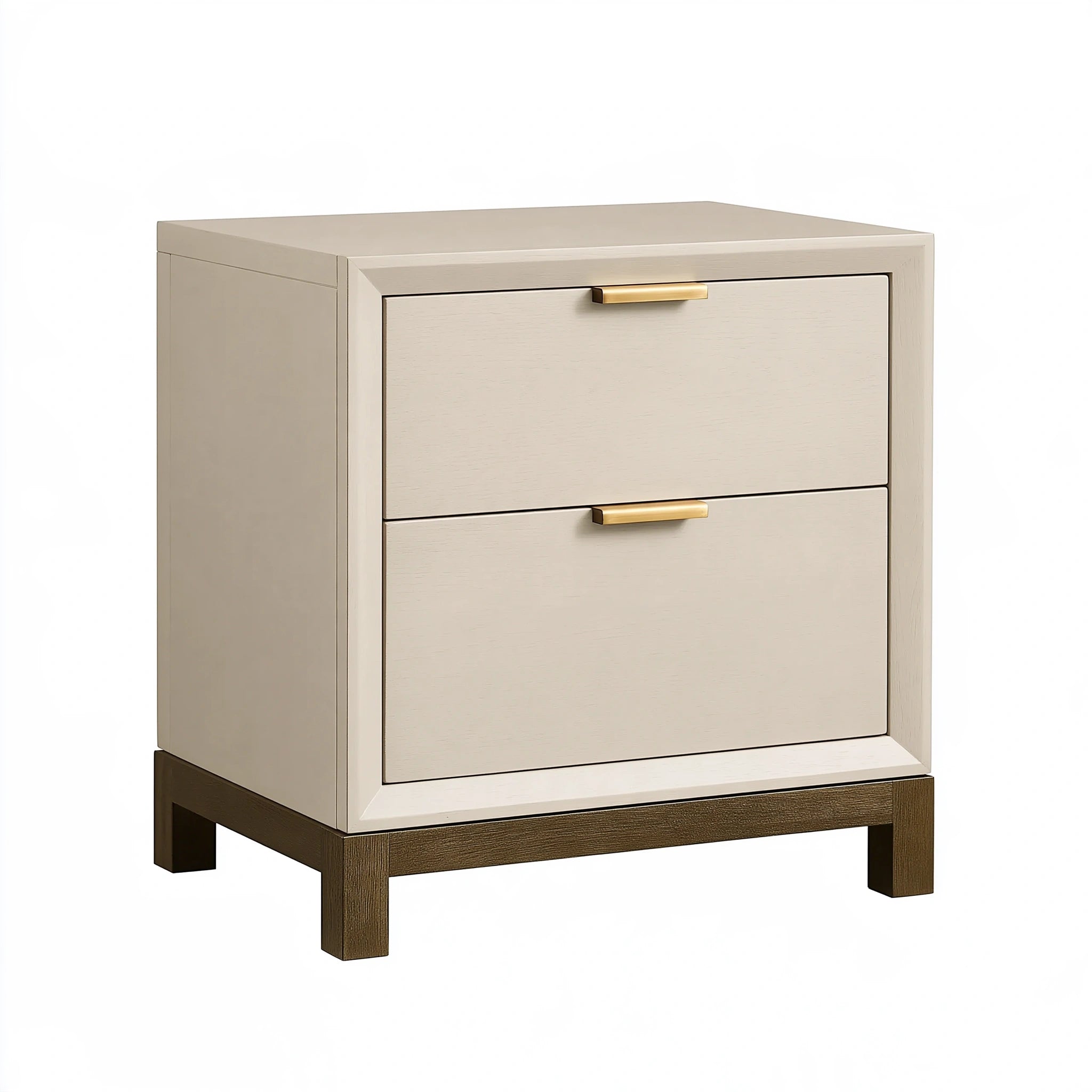 Comodino 50 x 40 x 65 cm in legno beige e marrone con 2 cassetti stile contemporaneo