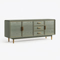 Credenza 180 x 45 x 85 cm in legno verde salvia con dettagli oro - stile moderno per soggiorno