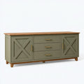 Credenza 160 x 45 x 85 cm in legno verde oliva con 3 cassetti e 2 ante stile rustico
