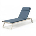 Lettino prendisole 200 x 65 cm in alluminio beige e tessuto blu con schienale regolabile