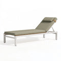 Lettino prendisole 200 x 70 x 85 cm in metallo bianco e tessuto verde salvia - schienale reclinabile da esterno