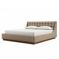 Letto matrimoniale 180 x 200 cm in tessuto beige con testiera capitonné stile contemporaneo