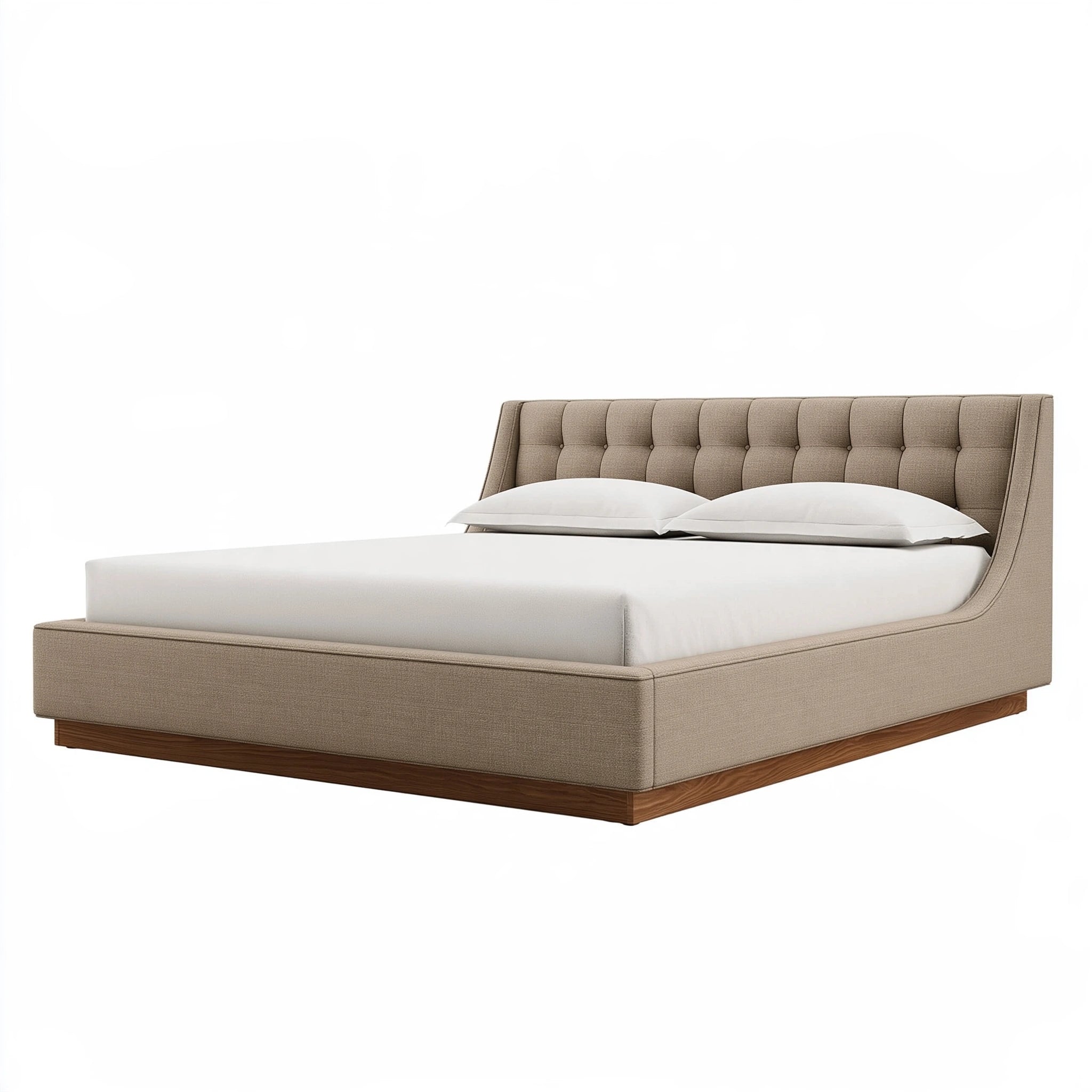 Letto matrimoniale 180 x 200 cm in tessuto beige con testiera capitonné stile contemporaneo