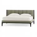 Letto matrimoniale 180 x 200 cm in tessuto verde con testiera imbottita stile moderno
