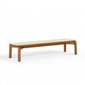 Panca 180 x 40 x 45 cm in legno marrone e rivestimento beige - stile moderno imbottita