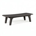 Panca da giardino 150 x 35 x 45 cm in legno marrone scuro con seduta a doghe stile moderno