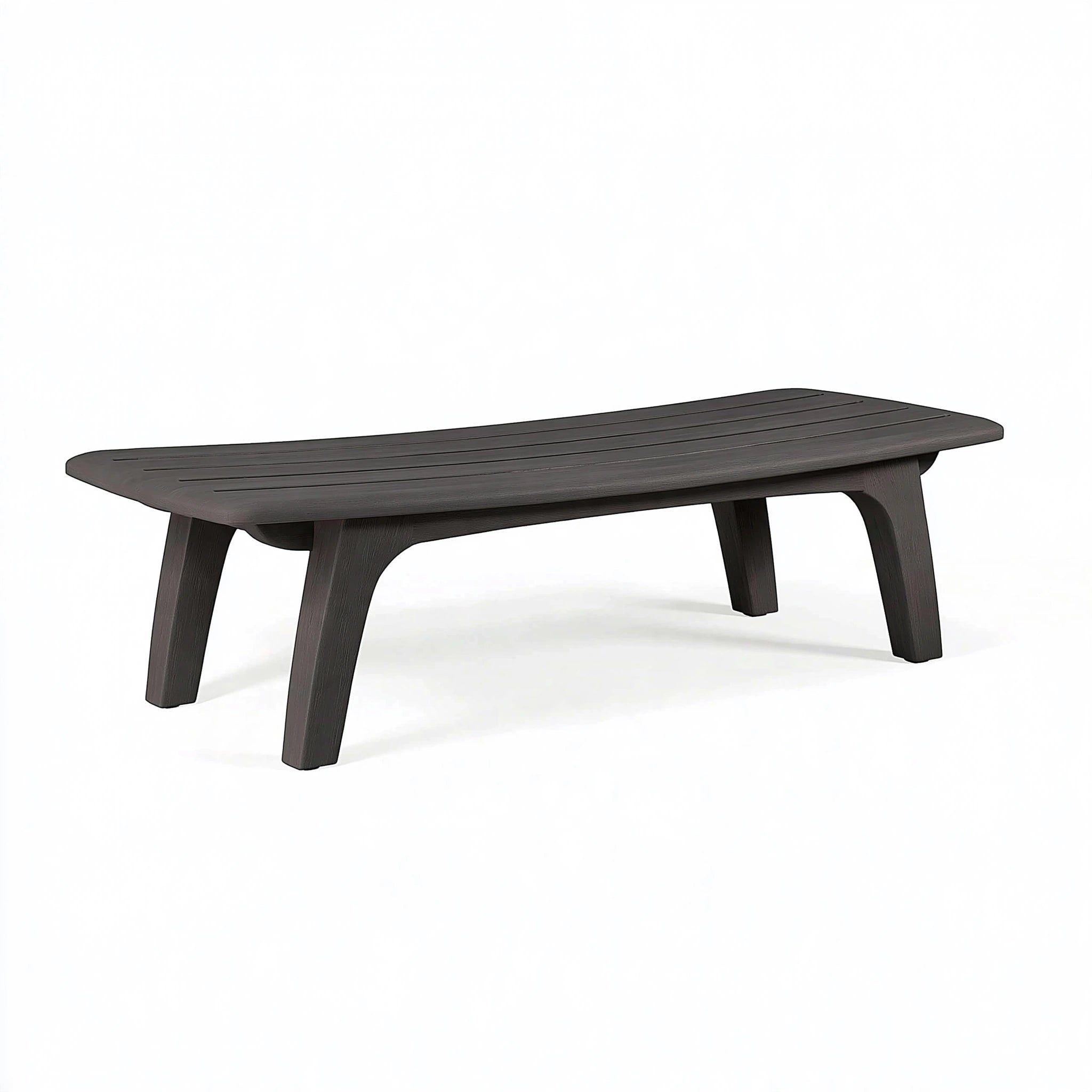Panca da giardino 150 x 35 x 45 cm in legno marrone scuro con seduta a doghe stile moderno