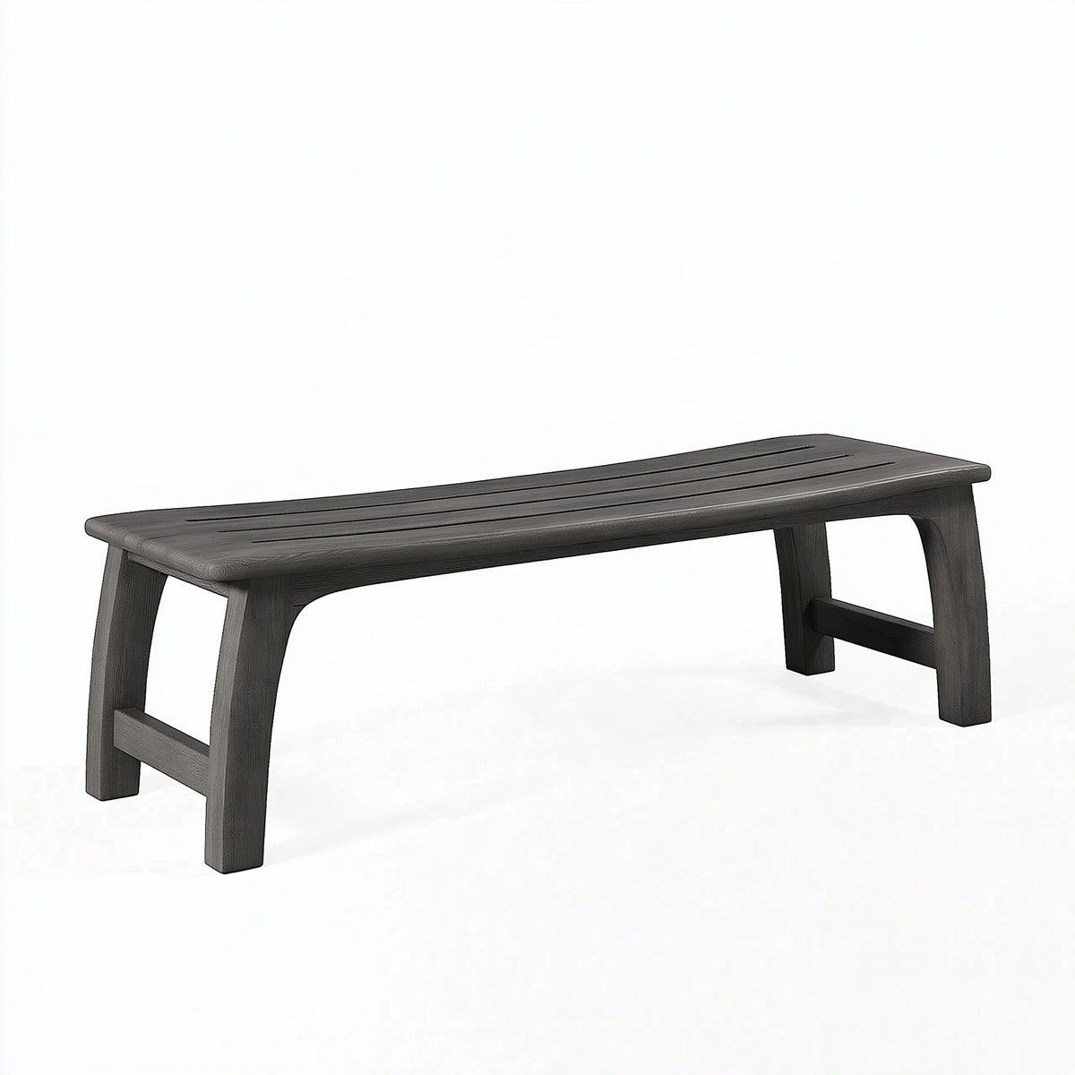 Panca 150 x 35 x 45 cm in legno grigio scuro - seduta a doghe per esterni