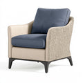 Poltrona da esterno 78 x 82 x 86 cm beige/blu con intreccio e seduta imbottita stile contemporaneo