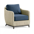 Poltrona 78 x 82 x 88 cm in tessuto a coste beige e blu - stile moderno