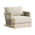 Poltrona 82 x 85 x 85 cm in tessuto beige e legno chiaro - stile contemporaneo